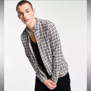 All Saints Black and White Casual Plaid Shirt